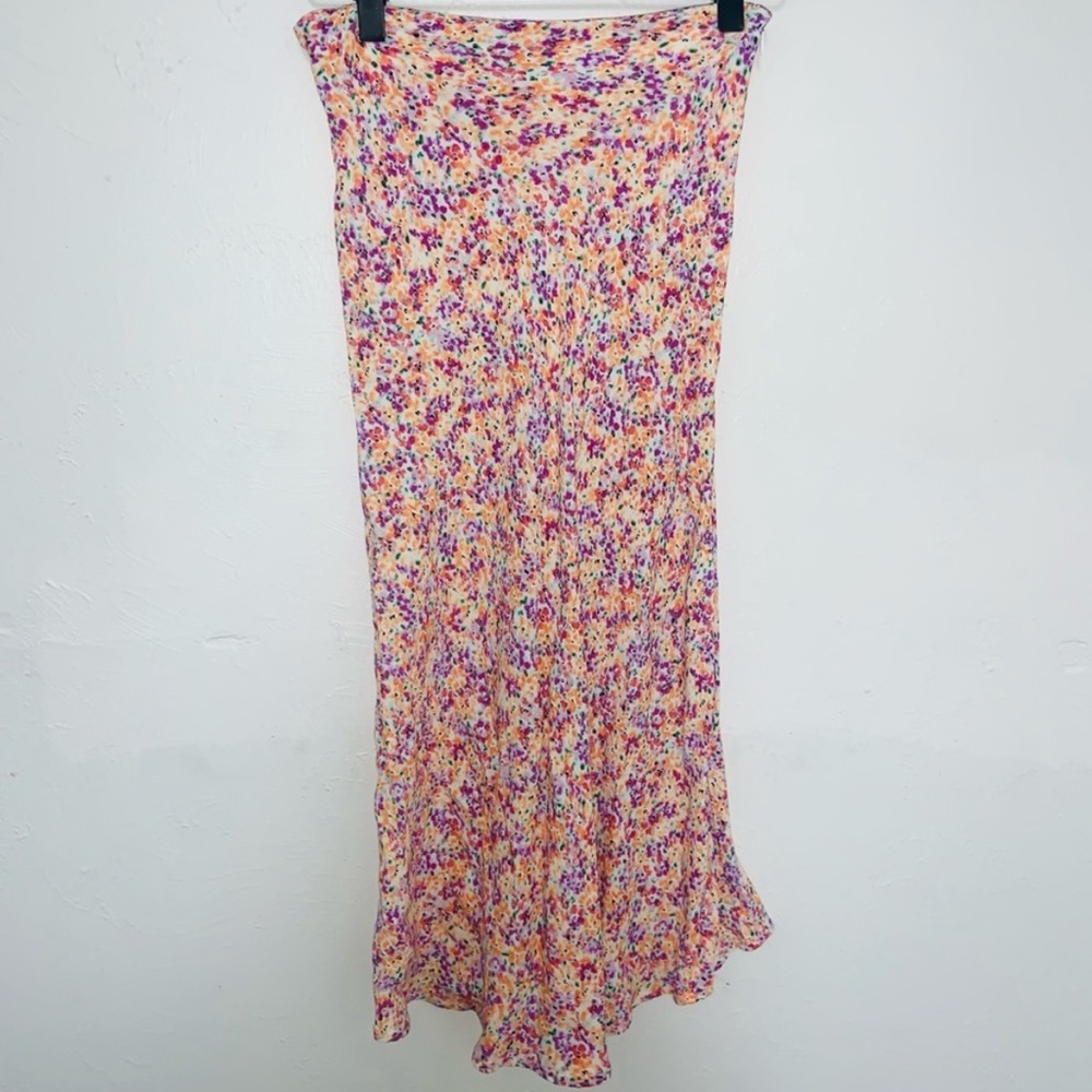 Petal + Pup orange & purple floral midi skirt 2